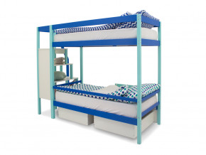 Двухъярусная кровать Svogen с ящиками и бортиком мятно-синий в Нягани - nyagan.magazinmebel.ru | фото - изображение 4