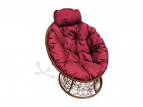 Кресло Папасан мини пружинка с ротангом бордовая подушка в Нягани - nyagan.magazinmebel.ru | фото