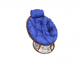 Кресло Папасан мини с ротангом синяя подушка в Нягани - nyagan.magazinmebel.ru | фото