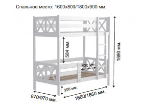 Кровать 2-х ярусная Аист-2 Прованс белый 1600х800 мм в Нягани - nyagan.magazinmebel.ru | фото - изображение 2