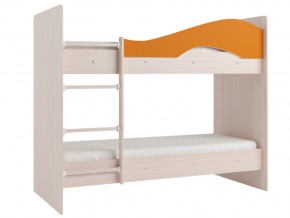 Кровать 2-х ярусная Мая на латофлексах млечный дуб, оранжевая в Нягани - nyagan.magazinmebel.ru | фото