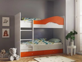 Кровать 2-х ярусная Мая с ящиками на латофлексах белый-оранж в Нягани - nyagan.magazinmebel.ru | фото