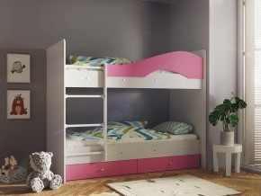 Кровать 2-х ярусная Мая с ящиками на латофлексах белый-розовый в Нягани - nyagan.magazinmebel.ru | фото