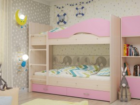 Кровать 2-х ярусная Мая с ящиками на латофлексах розовая в Нягани - nyagan.magazinmebel.ru | фото