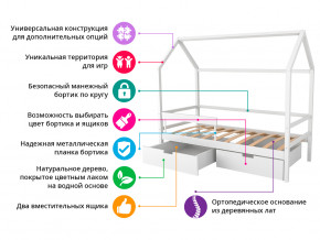 Кровать-домик Svogen с фото с ящиками и бортиком белый/лисята в Нягани - nyagan.magazinmebel.ru | фото - изображение 2