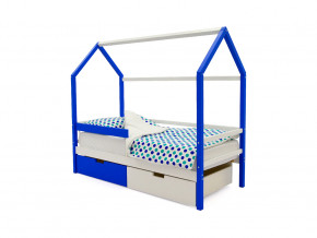 Кровать-домик Svogen с ящиками и бортиком сине-белый в Нягани - nyagan.magazinmebel.ru | фото
