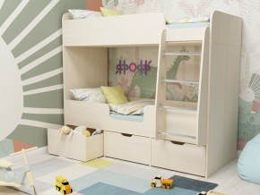 Кровать двухъярусная Малыш двойняшка дуб молочный в Нягани - nyagan.magazinmebel.ru | фото