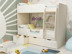 Кровать двухъярусная Малыш двойняшка дуб молочный-феритейл в Нягани - nyagan.magazinmebel.ru | фото