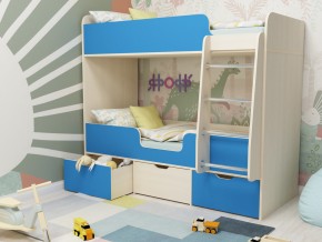 Кровать двухъярусная Малыш двойняшка дуб молочный-голубой в Нягани - nyagan.magazinmebel.ru | фото