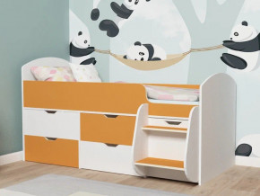 Кровать Малыш-7 белое дерево-оранжевый в Нягани - nyagan.magazinmebel.ru | фото