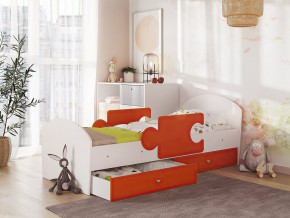 Кровать Мозаика с ящиком и бортиками на ламелях белый-оранж в Нягани - nyagan.magazinmebel.ru | фото