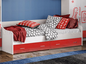 Кровать с ящиками Вега Алфавит Красный в Нягани - nyagan.magazinmebel.ru | фото