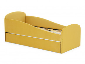 Кровать с ящиком Letmo горчичный (велюр) в Нягани - nyagan.magazinmebel.ru | фото