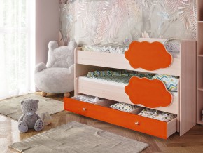 Кровать Соник с ящиком млечный дуб-оранж в Нягани - nyagan.magazinmebel.ru | фото