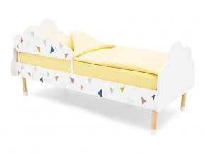 Кровать Stumpa Облако бортик, рисунок Треугольники желтый, синий, розовый в Нягани - nyagan.magazinmebel.ru | фото