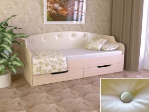 Кровать Юниор Тип 2 дуб молочный-белый перламутр 800х1600 в Нягани - nyagan.magazinmebel.ru | фото