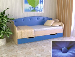 Кровать Юниор Тип 2 дуб молочный/синий 800х1600 в Нягани - nyagan.magazinmebel.ru | фото