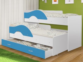 Кровать выкатная Радуга с ящиком 80х160 белая-голубой в Нягани - nyagan.magazinmebel.ru | фото