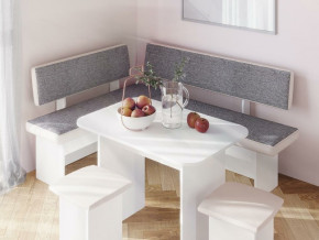 Кухонный уголок Парма Белый, ткань серая в Нягани - nyagan.magazinmebel.ru | фото - изображение 3
