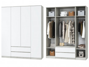 Шкаф для одежды четырехдверный Лори дуб серый, белый в Нягани - nyagan.magazinmebel.ru | фото