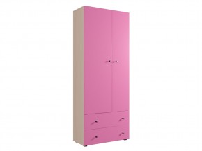 Шкаф ДМ 800 с 2 ящиками дуб млечный-розовый в Нягани - nyagan.magazinmebel.ru | фото