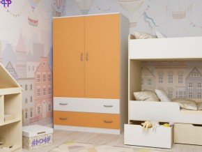Шкаф двухстворчатый белый-оранж в Нягани - nyagan.magazinmebel.ru | фото