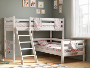 Угловая кровать Соня Вариант 8 с наклонной лестницей белая в Нягани - nyagan.magazinmebel.ru | фото